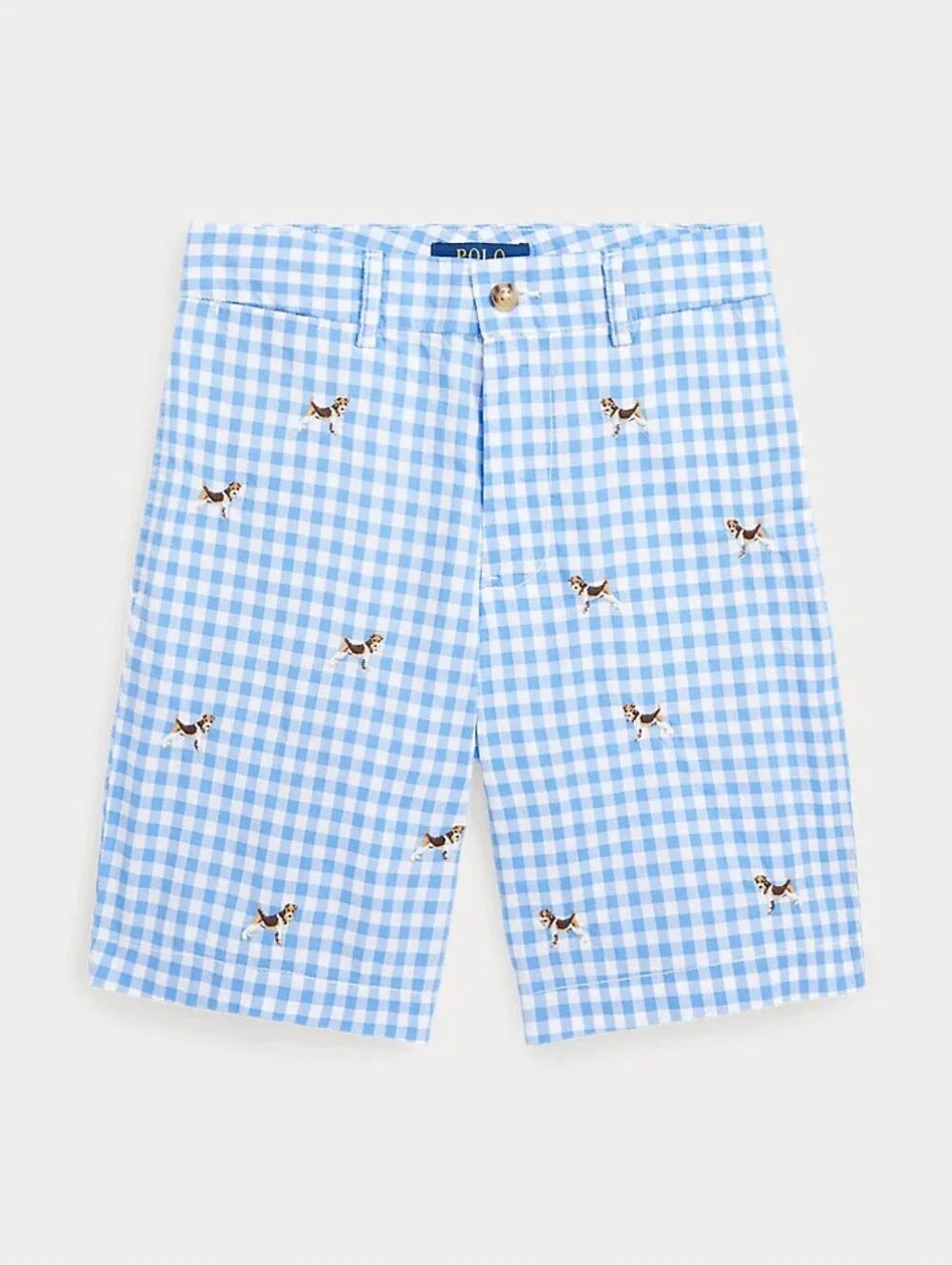 Polo Ralph Lauren Straight Fit Gingham Short Embroidered Terrier Dogs Pony